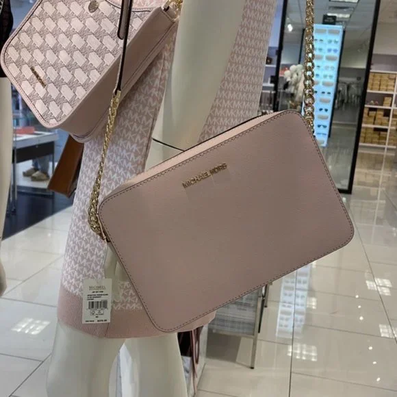 Michael Kors Jet Set Item Large East West Zip Crossbody Leather Powder Blush - Picture 16 of 16